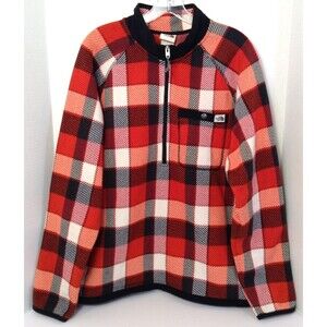 The North Face Jacket Mn L Red Plaid 1/4 Zip Fleece Chore Barn Outdoors Shacket